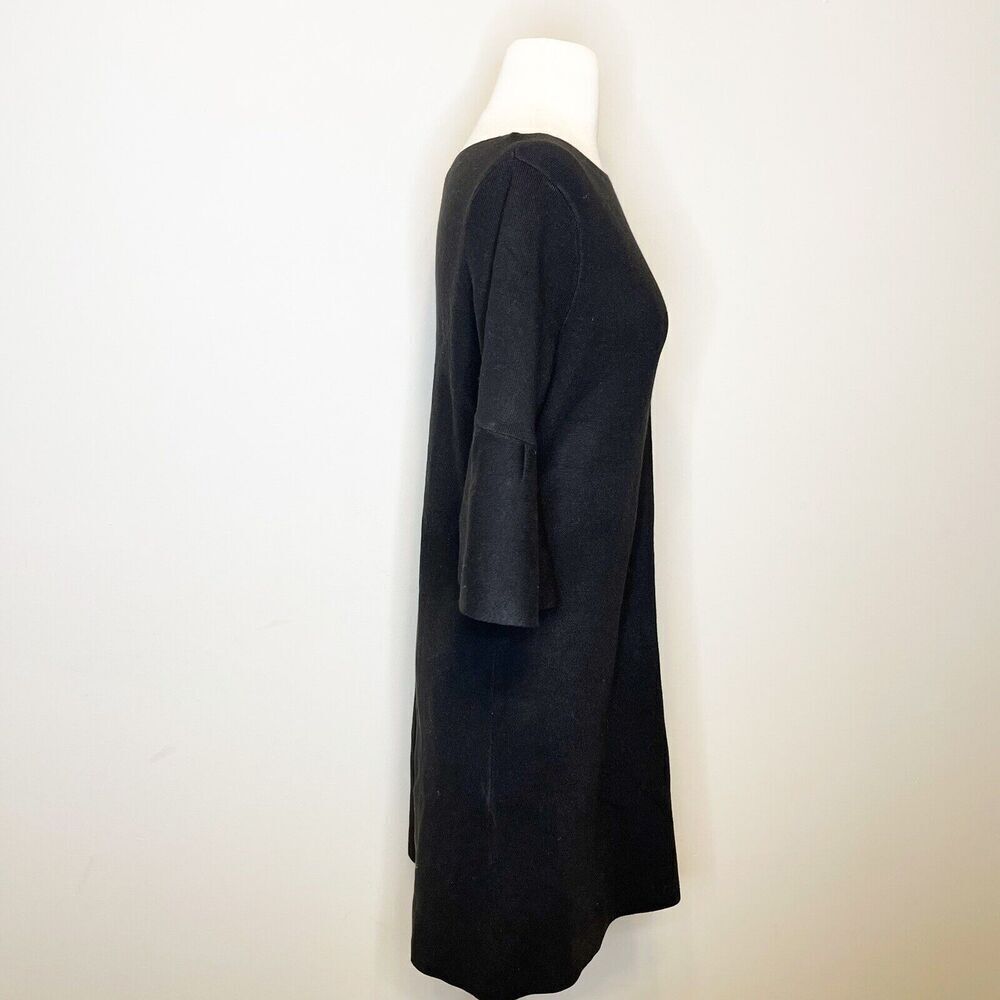 Ann Taylor LOFT Outlet Size Small Dress Black Knit Shift Bell Sleeve‎ Boat Neck - Picture 5 of 8